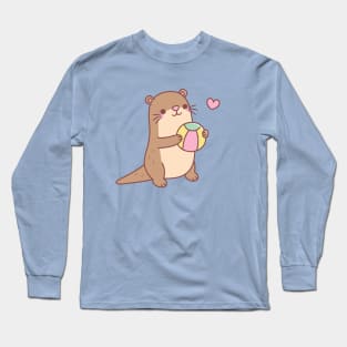 Cute Little Otter Play With Beach Ball Long Sleeve T-Shirt